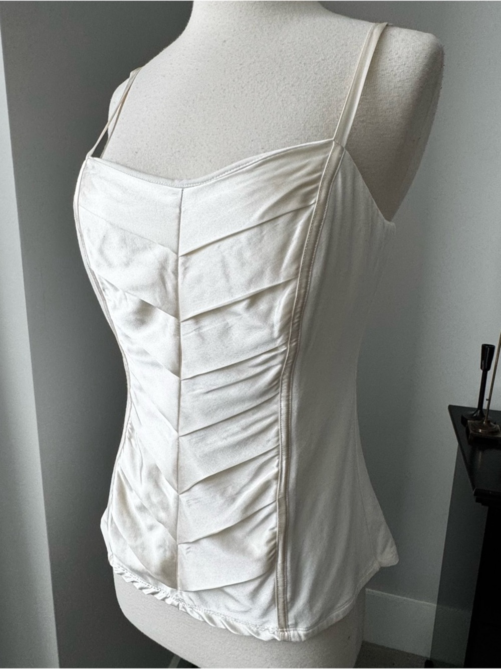 Cache Ruched Cream Spaghetti Strap Camisole